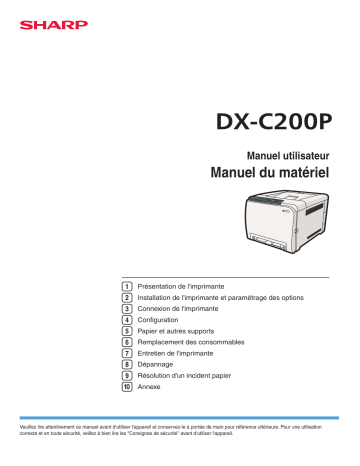 Manuel du propriétaire | Sharp DX-C200P Manuel utilisateur | Fixfr
