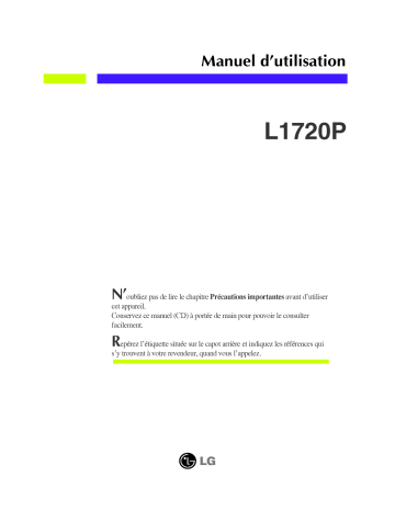 Manuel du propriétaire | LG L1720P Manuel utilisateur | Fixfr