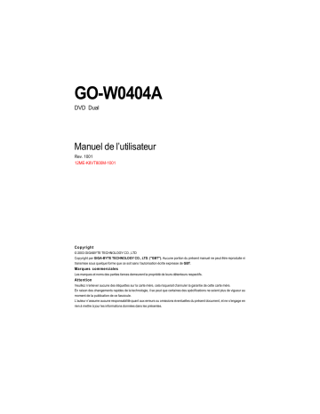 Manuel du propriétaire | Gigabyte GO-W0404A Manuel utilisateur | Fixfr