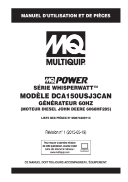 MQ Power DCA150USJ3CAN Génératrices Ultra-Silent Manuel utilisateur