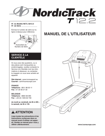 NETL12812.0 | NordicTrack T 12.2 Treadmill Manuel utilisateur | Fixfr