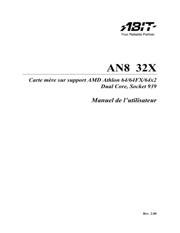 Manuel du propriétaire | Abit AN8-32X Manuel utilisateur | Fixfr