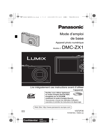 Manuel du propriétaire | Panasonic LUMIX DMC-ZX1 Manuel utilisateur | Fixfr