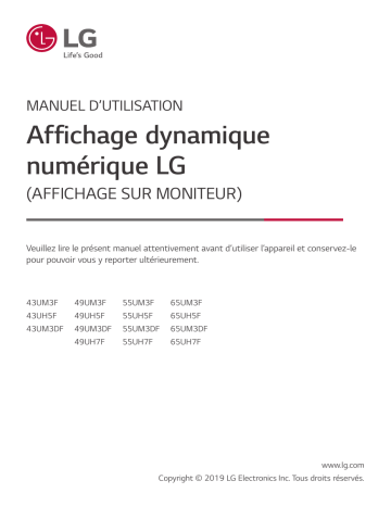 49UM3DF-B | 55UM3DF-B | LG 65UM3DF-B Manuel du propriétaire | Fixfr