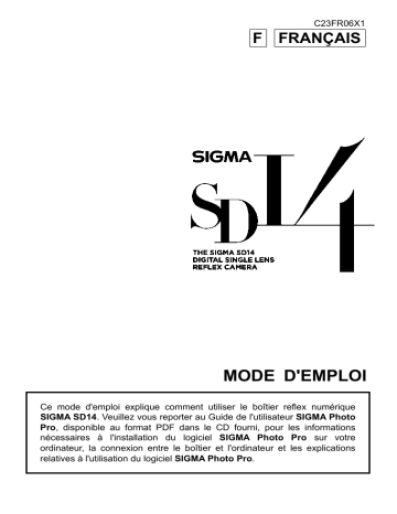 Sigma SD14 Mode d'emploi | Fixfr