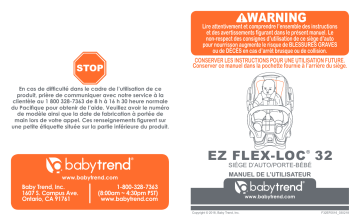 EZ Flex Loc 32 Car Seat - French | Manuel du propriétaire | Baby Trend f32ef0516 Car Seat Manuel utilisateur | Fixfr
