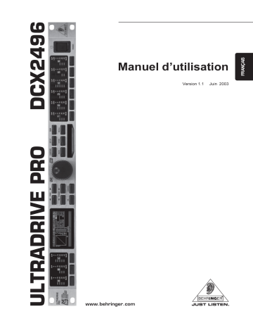 Manuel du propriétaire | Behringer DCX2496 Manuel utilisateur | Fixfr