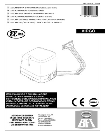 BFT Virgo Manuel utilisateur | Fixfr