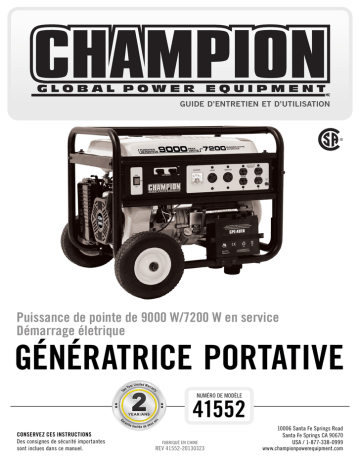 Champion Power Equipment 41552 Manuel utilisateur | Fixfr