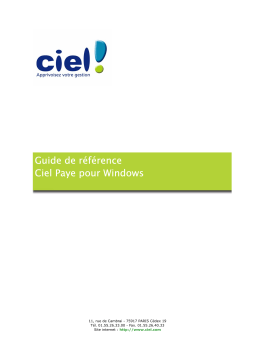 Ciel Paye 2005 Windows Manuel utilisateur