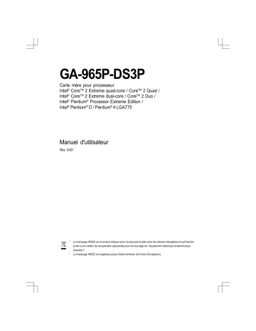 Manuel du propriétaire | Gigabyte GA-965P-DS3P Manuel utilisateur | Fixfr