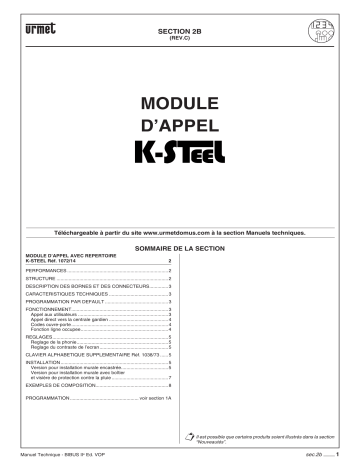 urmet domus MT124-021 F - Systeme Bibus II ed. VOP Manuel utilisateur | Fixfr