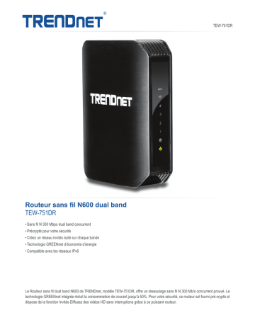 Trendnet RB-TEW-751DR N600 Dual Band Wireless Router Fiche technique | Fixfr