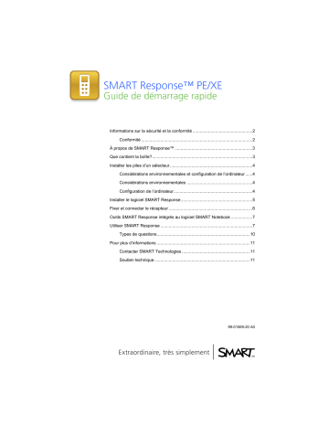 SMART Technologies Response XE, Response and SMART Response PE Guide de référence | Fixfr