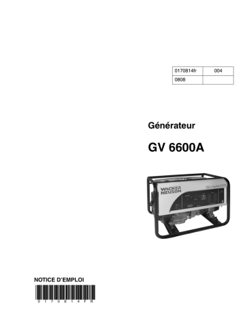 Wacker Neuson GV6600A Portable Generator Manuel utilisateur | Fixfr