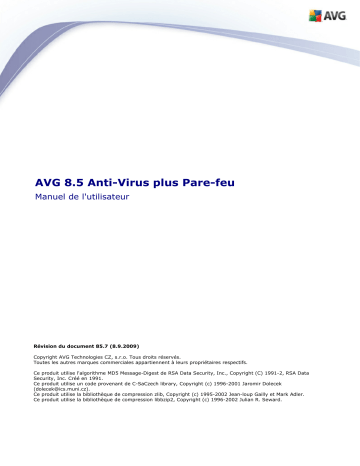 Manuel du propriétaire | AVG AVG 8.5 ANTI-VIRUS PLUS PARE-FEU Manuel utilisateur | Fixfr
