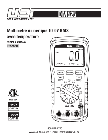 UEi DM525 True RMS 1000V Wireless Multimeter Manuel du propriétaire | Fixfr