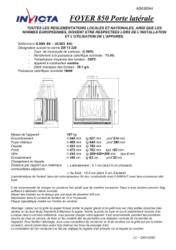 Invicta FOYER 850 PRISMATIQUE PORTE LATERALE Manuel utilisateur