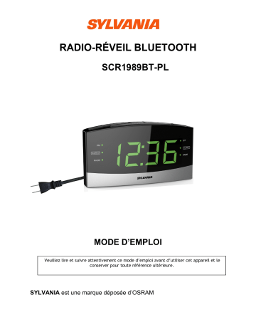 Sylvania SCR1989BT BLUETOOTH CLOCK RADIO 1.8″ GREEN DISPLAY Manuel du propriétaire | Fixfr