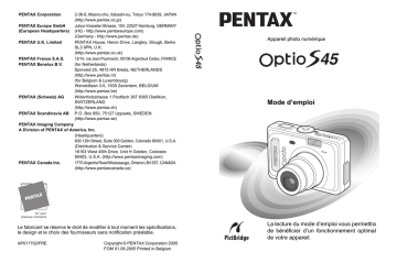 Pentax Série Optio S45 Mode d'emploi | Fixfr
