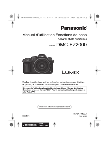 Manuel du propriétaire | Panasonic DMC-FZ2000 Manuel utilisateur | Fixfr