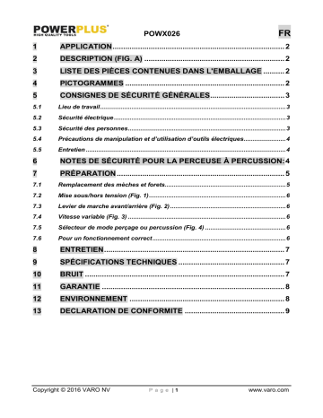 Manuel du propriétaire | Powerplus POWX026 Manuel utilisateur | Fixfr