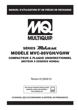 MQ Multiquip MVC88VGH-VGHW Plaques vibrantes unidirectionnelle Manuel utilisateur