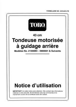 Toro 43cm Recycler Walk Behind Mower Manuel utilisateur