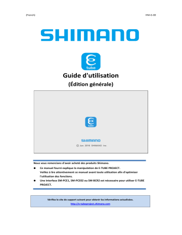 Shimano E-TUBE PROJECT for WindowsV3 Application Manuel utilisateur | Fixfr