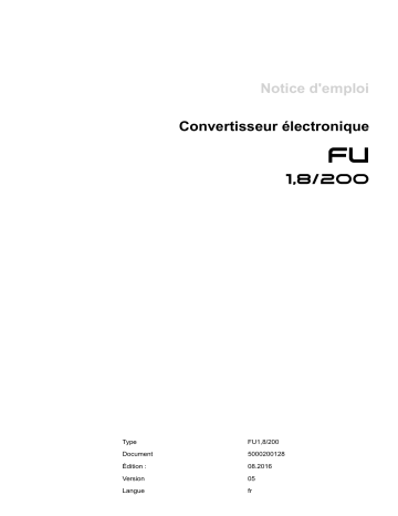Wacker Neuson FU 1,8/200 Portable Frequency Converter Manuel utilisateur | Fixfr