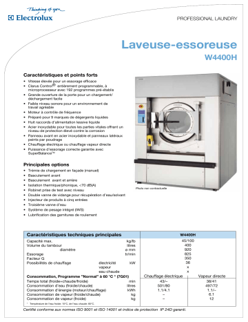 Manuel du propriétaire | ELECTROLUX LAUNDRY SYSTEMS W4400H Manuel utilisateur | Fixfr