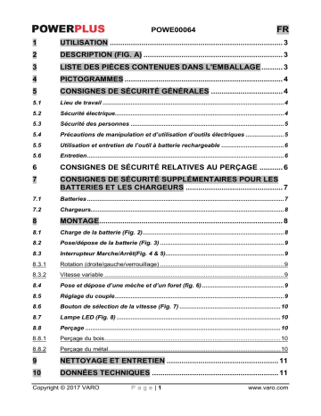 Manuel du propriétaire | Powerplus POWE00064 Manuel utilisateur | Fixfr