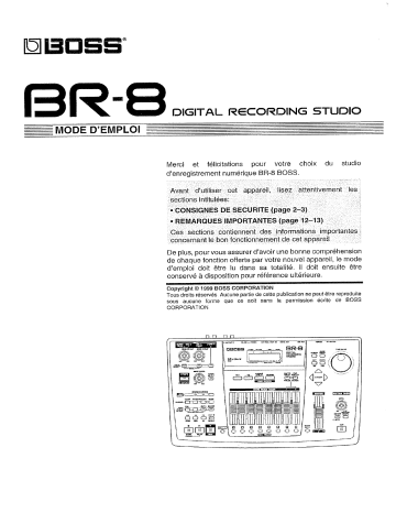 Manuel du propriétaire | Boss BR-8 Manuel utilisateur | Fixfr