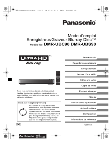 Manuel du propriétaire | Panasonic DMR-UBC90EGK Manuel utilisateur | Fixfr