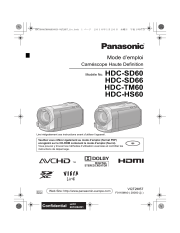 Manuel du propriétaire | Panasonic HDC TM60 Manuel utilisateur | Fixfr