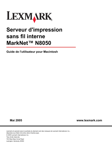 Manuel du propriétaire | Lexmark MARKNET N8050 WIRELESS PRINT SERVER Manuel utilisateur | Fixfr