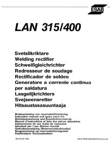LAN 315 | ESAB LAN 400 Manuel utilisateur | Fixfr