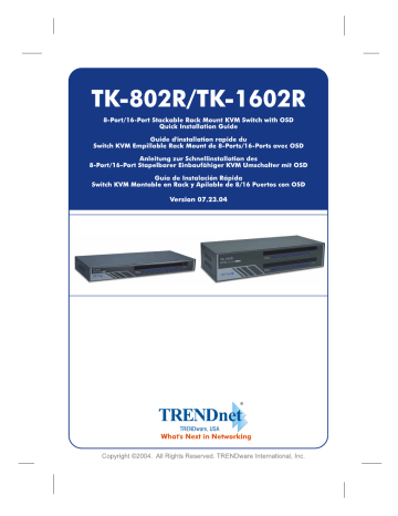 Trendnet TK-1602R 16-Port PS/2 Rack Mount KVM Switch Manuel utilisateur | Fixfr