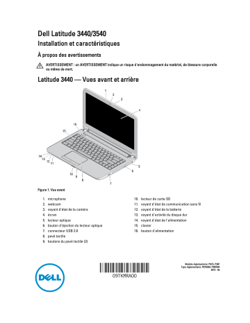 Dell Latitude 3440 laptop Guide de démarrage rapide | Fixfr