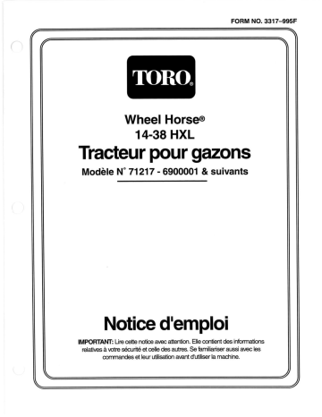 Toro 14-38HXL Lawn Tractor Riding Product Manuel utilisateur | Fixfr