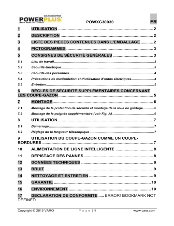 Manuel du propriétaire | Powerplus POWXG30030 Manuel utilisateur | Fixfr