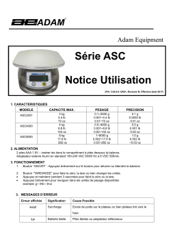 Adam Equipment ASC Astro™ Compact Portioning Scale Manuel utilisateur