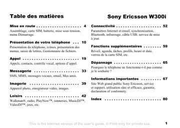 Mode d'emploi | Sony W300I Manuel utilisateur | Fixfr