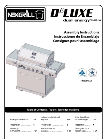 720-0896C | Mode d'emploi | Nexgrill Deluxe 6-Burner Propane Gas Grill in Stainless Steel with Ceramic Searing Side Burner and Ceramic Rotisserie Burner Guide d'installation | Fixfr