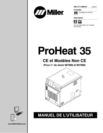 NA390033G | Manuel du propriétaire | Miller PROHEAT 35 CE (24 V COOLER) 907689, 907690 Manuel utilisateur | Fixfr