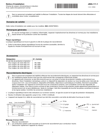 V-ZUG 89A Hob Induction Guide d'installation | Fixfr