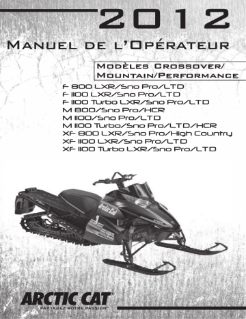 Manuel du propriétaire | Arctic Cat F 1100 LXR Scooter des neiges Manuel utilisateur | Fixfr