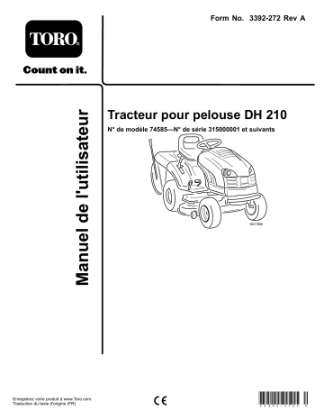 Manuel du propriétaire | Toro 74585 - DH210 Series Tractor Manuel utilisateur | Fixfr
