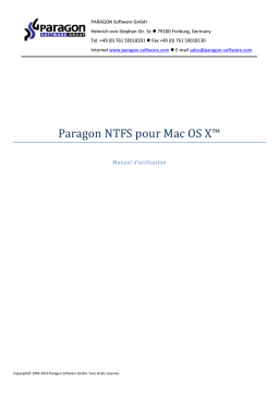 Paragon Software NTFS 12 pour Mac OSX Manuel utilisateur