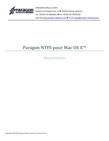 Paragon Software NTFS 12 pour Mac OSX Manuel utilisateur | Fixfr